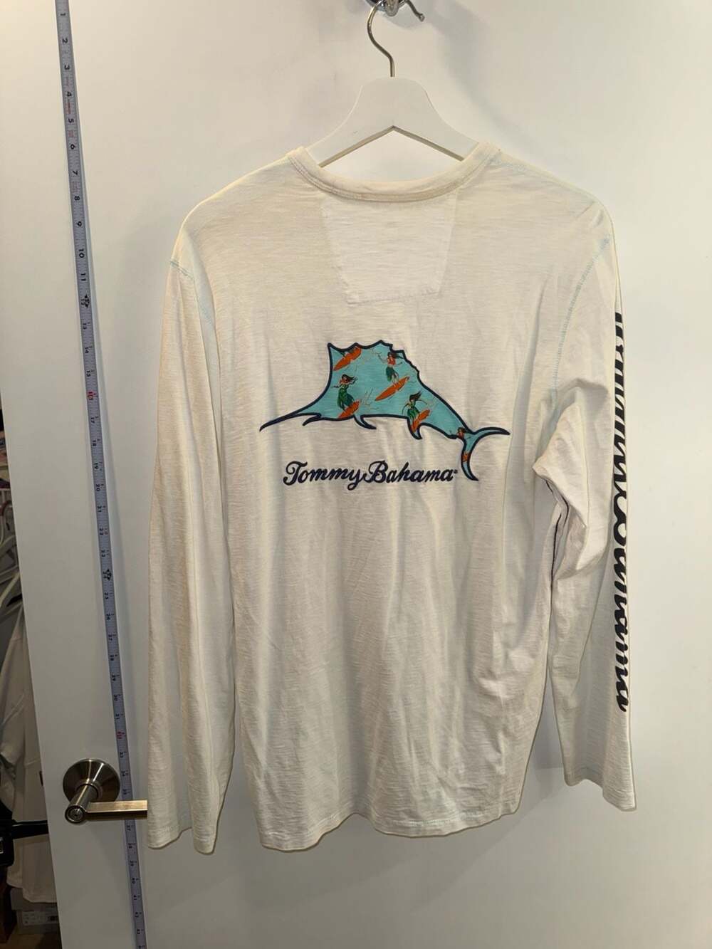 Tommy Bahama Pima Cotton Long Sleeve Graphic T-Shirt White Size S/P